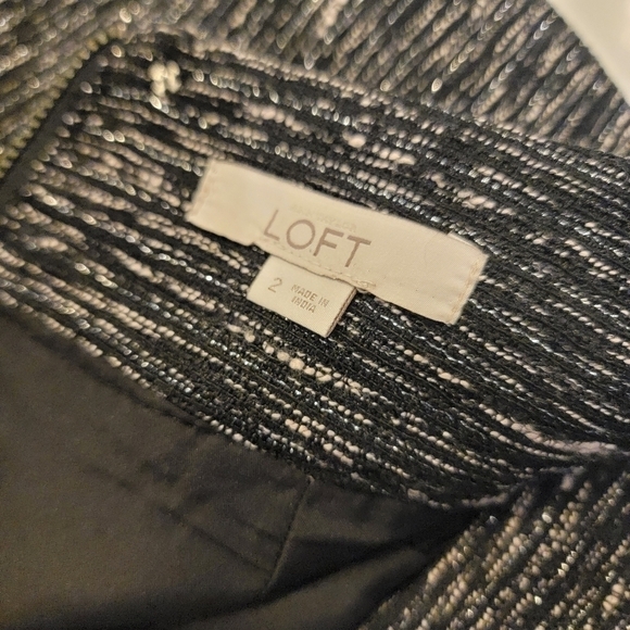Ann Taylor Loft Black White Tweed with Metallic Thread Above Knee Skirt Size 2 - Picture 11 of 14